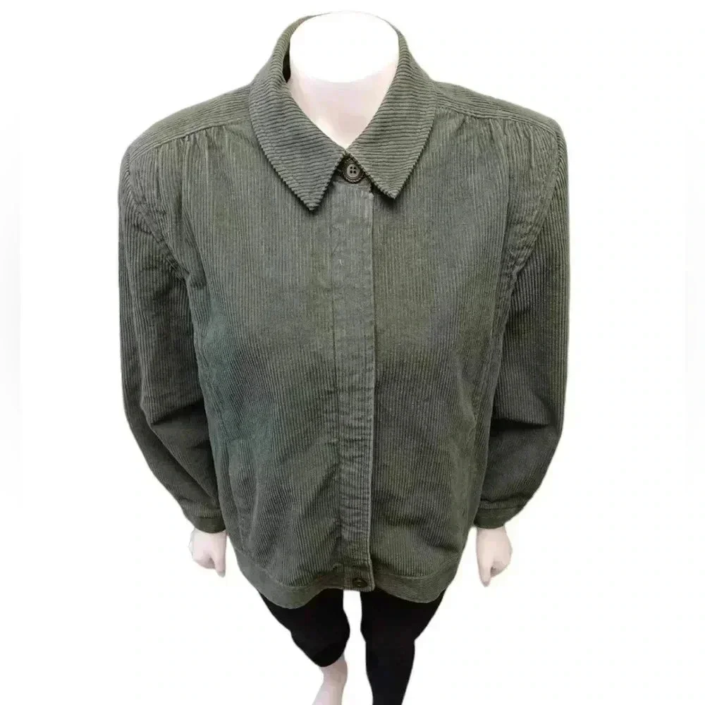 London Fog Vintage Green Corduroy Jacket Size 14-M - Picture 2 of 12